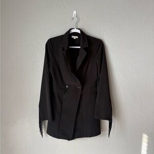 Black Fringe Blazer Romper